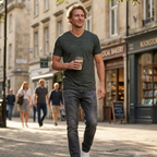 Matteo T-Shirt Uomo con Scollo a V – Maglietta Elasticizzata Casual in Cotone