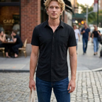Chemise élastique pour homme Marco – Chemise business décontractée sans repassage à manches courtes