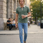 Leo Polo in Cotone da Uomo – Maglietta Estiva con Colletto Raglan e Bottoni