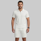 Sevi Set Uomo Estivo Due Pezzi – Completo Waffle con Camicia Zip e Pantaloncini