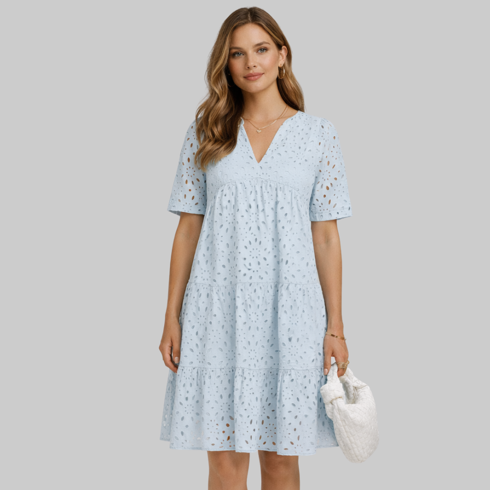 Merly Abito Donna Estivo Elegante – Vestito Off-Shoulder con Pizzo e Ruches