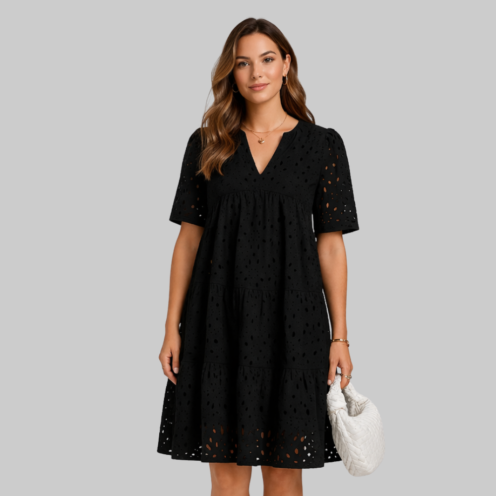 Merly Abito Donna Estivo Elegante – Vestito Off-Shoulder con Pizzo e Ruches
