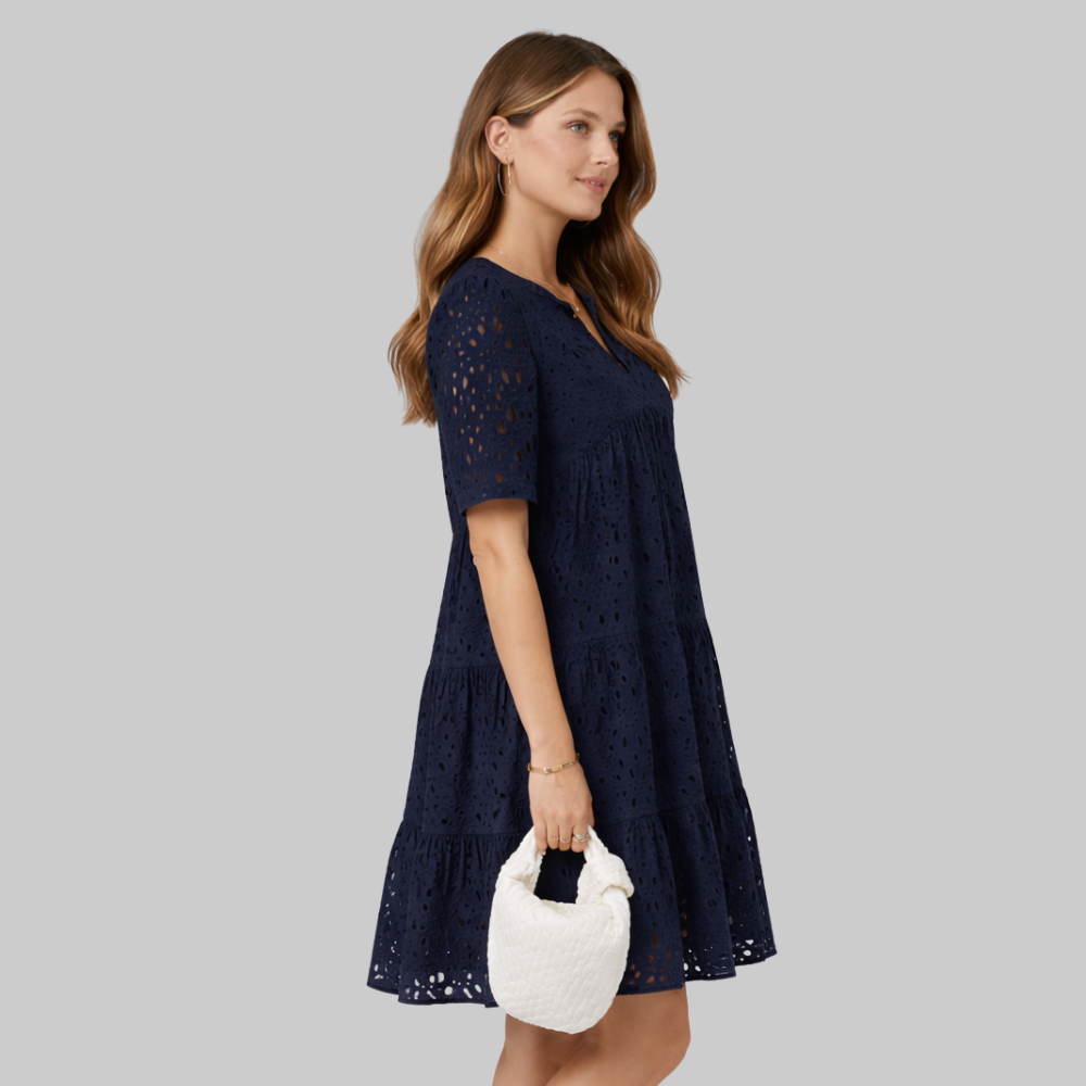 Merly Abito Donna Estivo Elegante – Vestito Off-Shoulder con Pizzo e Ruches