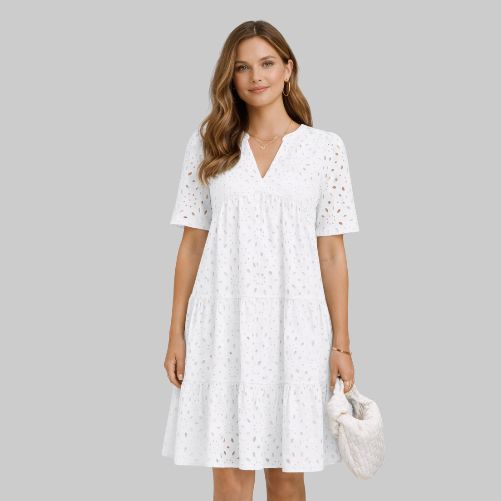 Merly Abito Donna Estivo Elegante – Vestito Off-Shoulder con Pizzo e Ruches