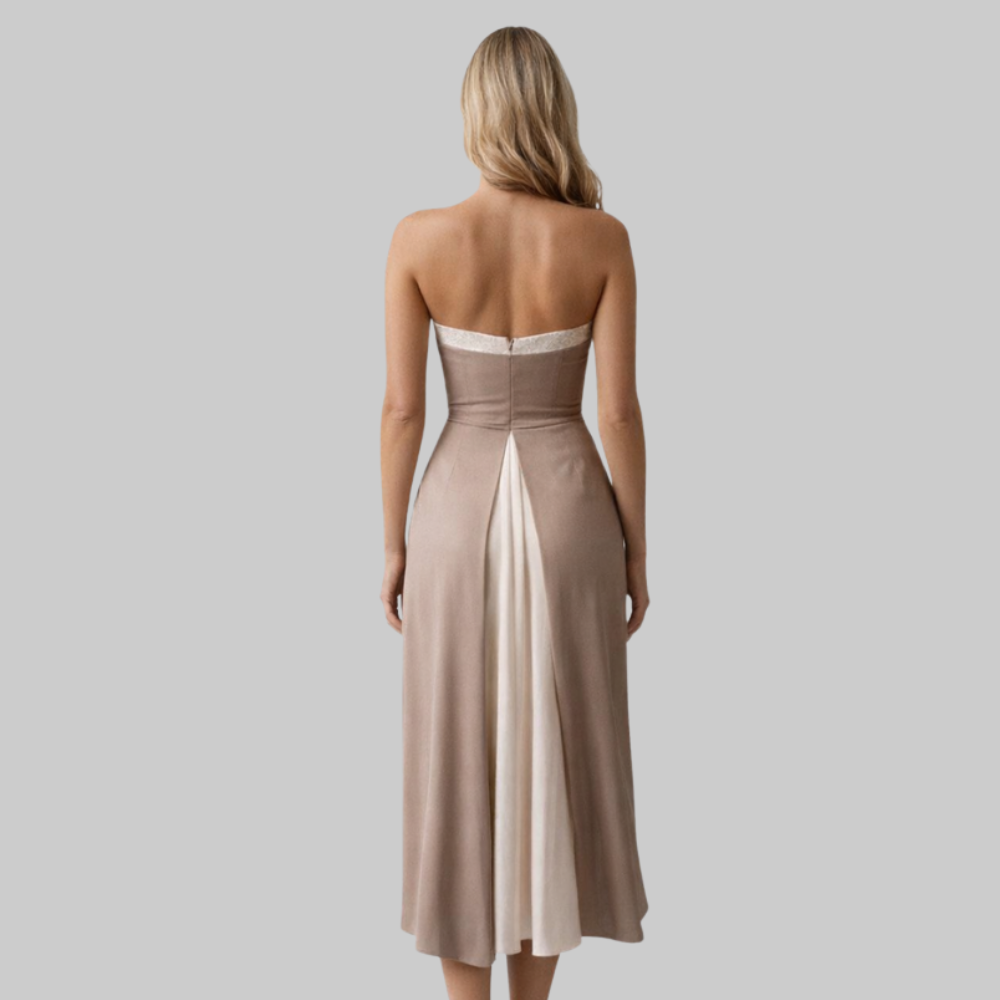 Mia Robe Femme Plissée – Robe longue sans manches color block élégante d'été
