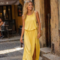 Vestido Firenze para mujer maxi elegante – vestido largo sin mangas, fluido, vintage y chic