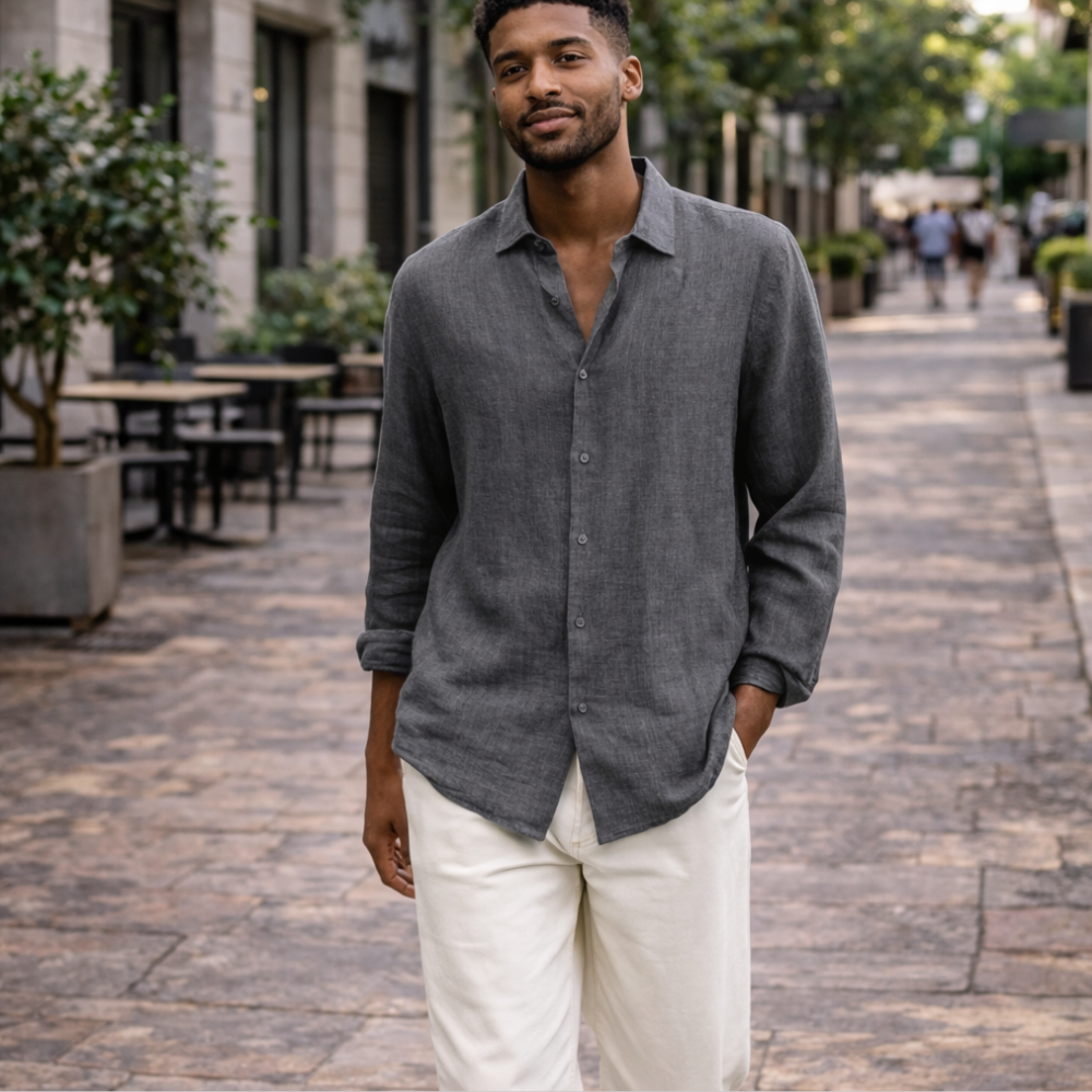 Giovanni Men's Shirt – Breathable Linen, Long Sleeves & Classic Elegant Style