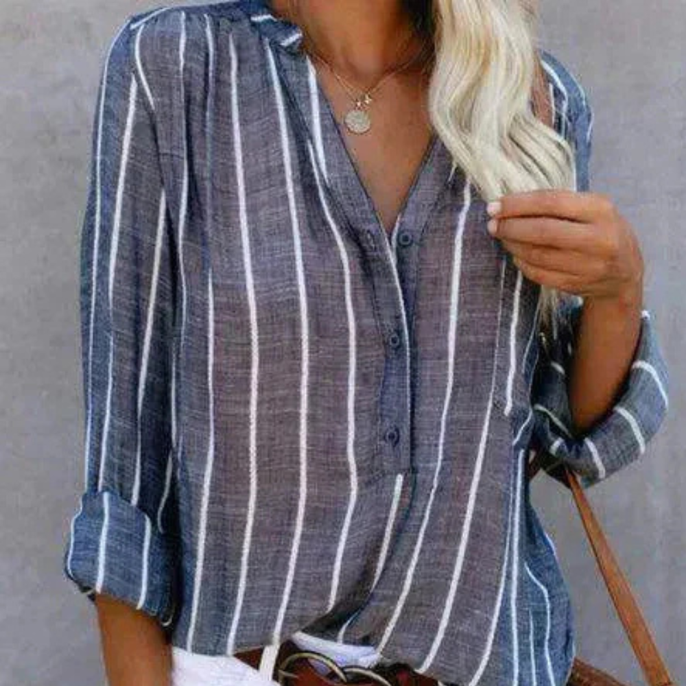 Freya Blusa Donna Elegante – Camicetta a Righe Manica Lunga, Vestibilità Comoda Chic