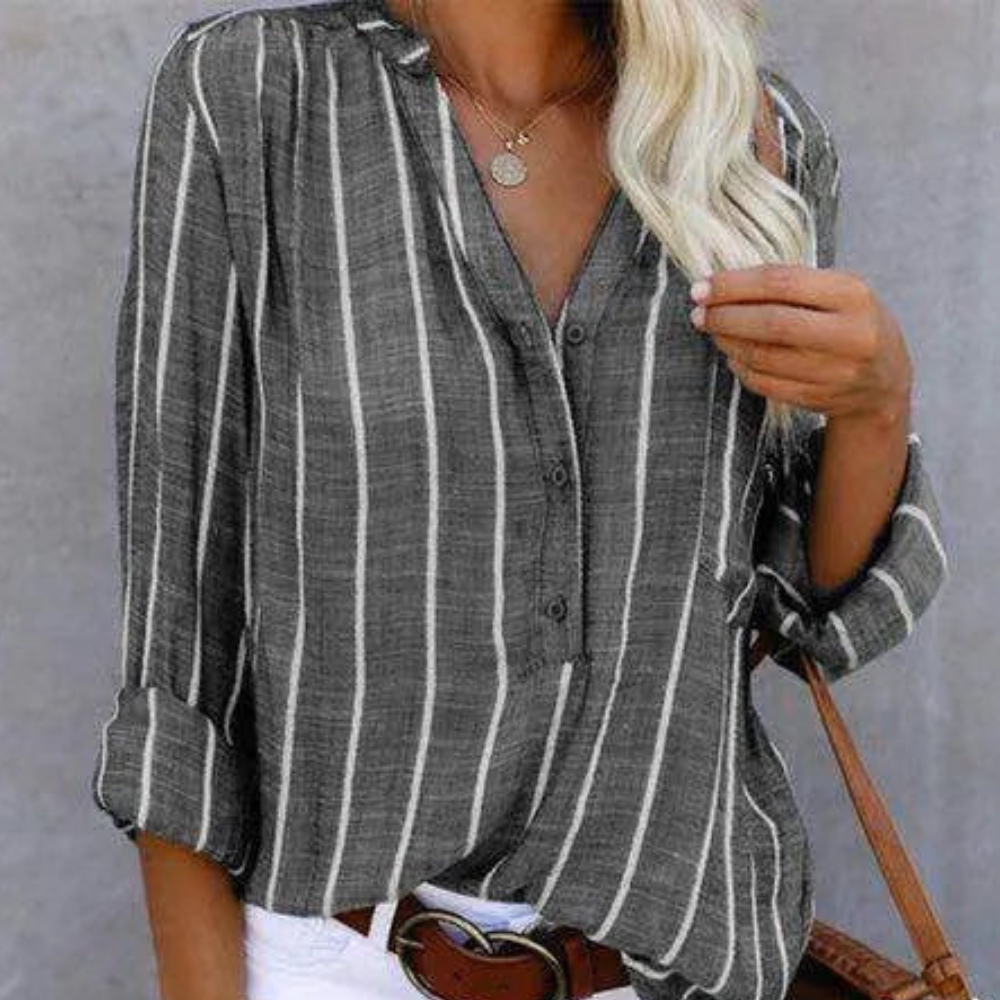 Freya Blusa Donna Elegante – Camicetta a Righe Manica Lunga, Vestibilità Comoda Chic