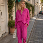 Conjunto Lisa para mujer de lino – conjunto de verano de dos piezas, pantalones palazzo, cintura ajustable