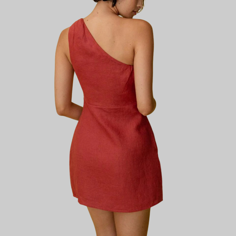 Emelia Women's Cocktail Dress – Asymmetric Cut, Fitted Silhouette & Modern Elegance