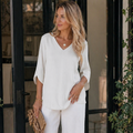 Annabella Blusa Donna Elegante – Scollo V, Maniche a Campana, Leggera Casual Chic