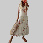 Zarya Robe Boho Femme – Maxi Robe Fluide avec Décolleté en V & Coupe Souple