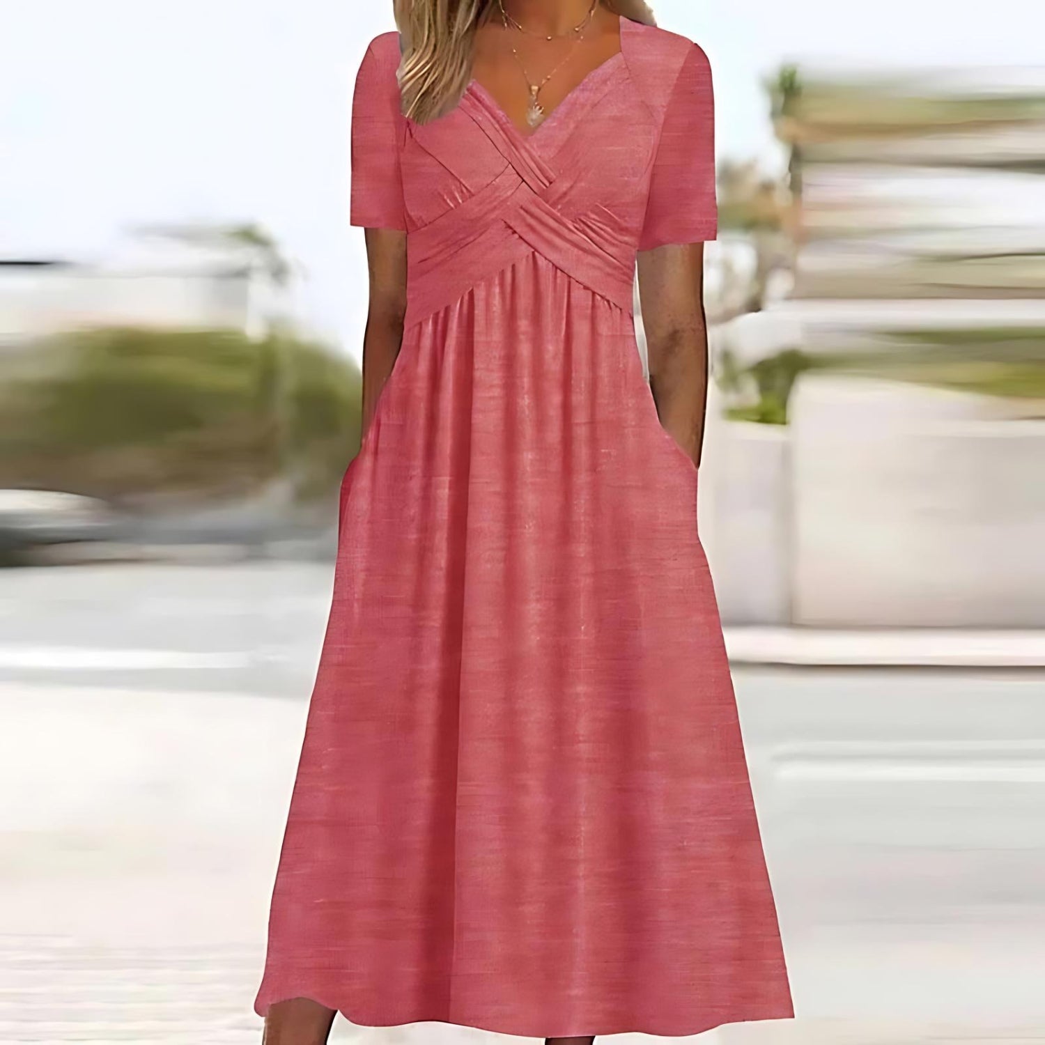 Stacy Abito Donna Midi – Vestito Elegante Linea A, Tessuto Fluido, Casual Chic