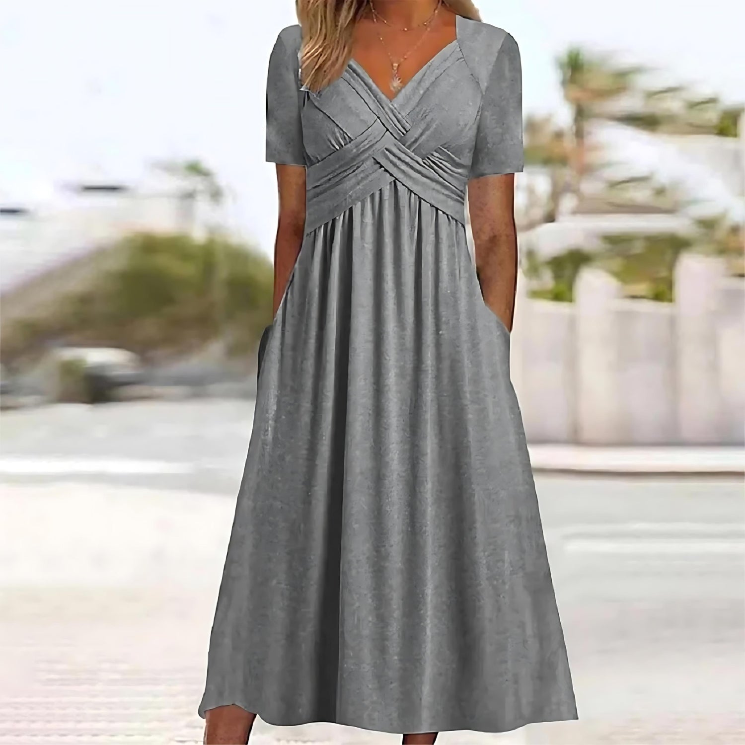Stacy Abito Donna Midi – Vestito Elegante Linea A, Tessuto Fluido, Casual Chic