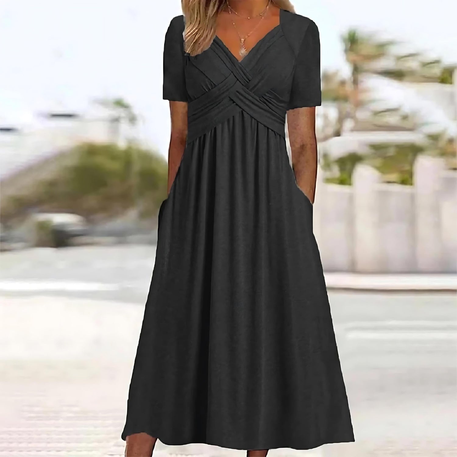 Stacy Abito Donna Midi – Vestito Elegante Linea A, Tessuto Fluido, Casual Chic