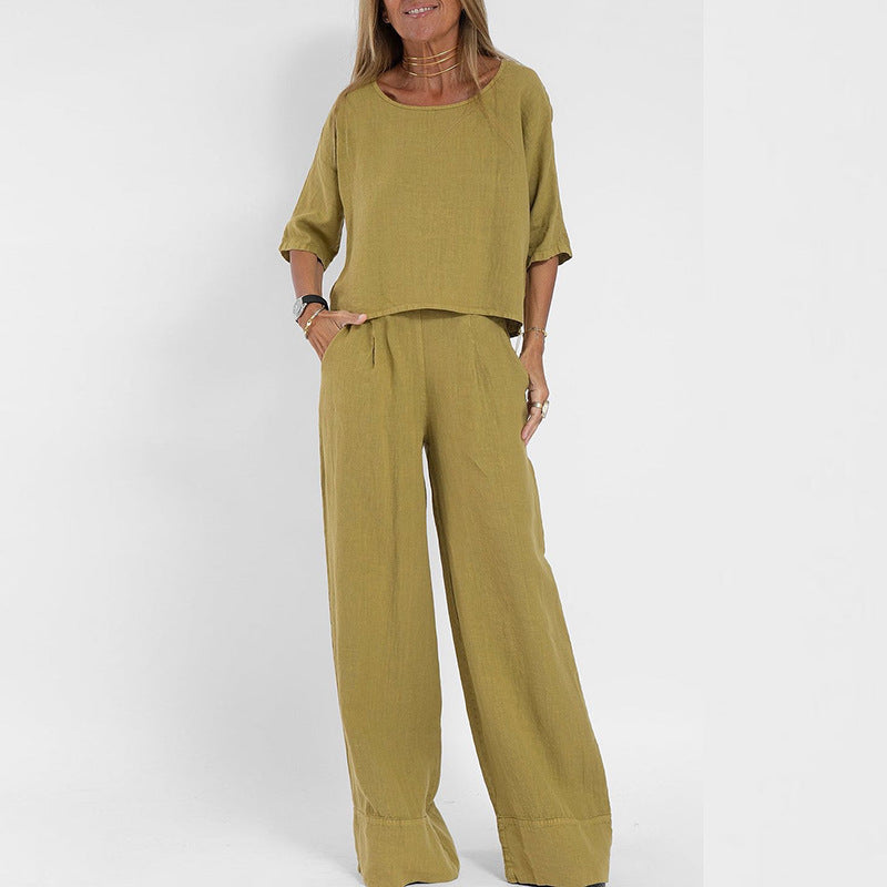 Ensemble Melie Femme Deux Pièces – Tenue Pantalon Palazzo et Top Oversize Décontractée Chic