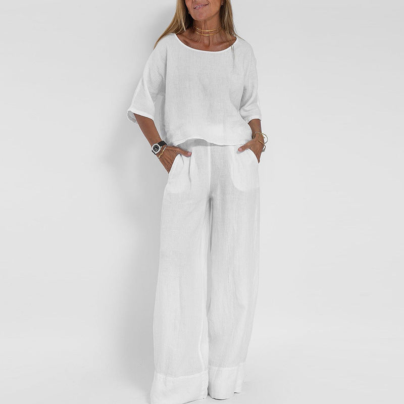 Ensemble Melie Femme Deux Pièces – Tenue Pantalon Palazzo et Top Oversize Décontractée Chic