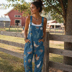 Martha Combinaison Femme en Coton – Jumpsuit Florale Vintage, Ample, Ceinture Réglable