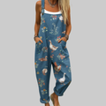 Martha Combinaison Femme en Coton – Jumpsuit Florale Vintage, Ample, Ceinture Réglable