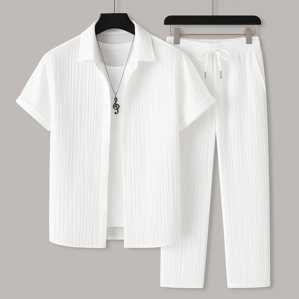 Tobby Conjunto de Hombre – Set de Lino Transpirable, Estilo Minimalista y Ajuste Relajado