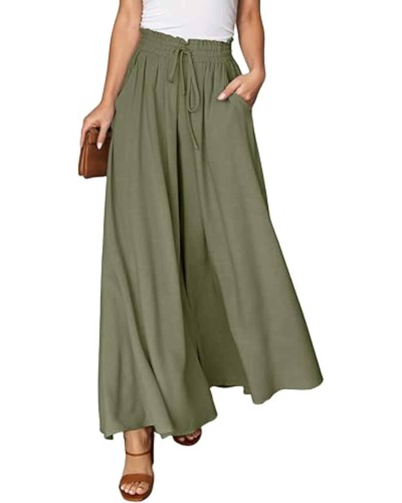 Abigail Pantaloni Donna Palazzo – Vita Alta, Coulisse & Tasche Laterali