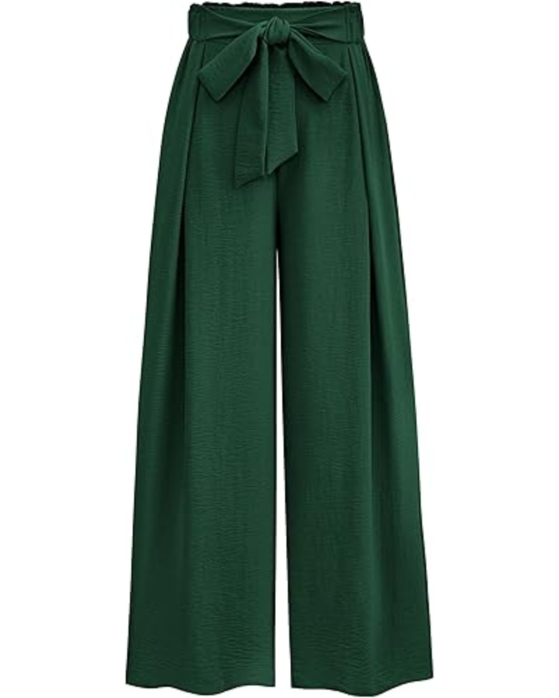 Bella Pantaloni Donna Palazzo – Vita Alta, Pieghe & Tasche Laterali