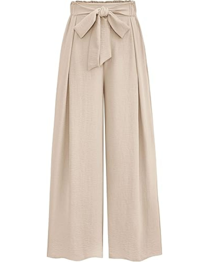 Bella Pantaloni Donna Palazzo – Vita Alta, Pieghe & Tasche Laterali