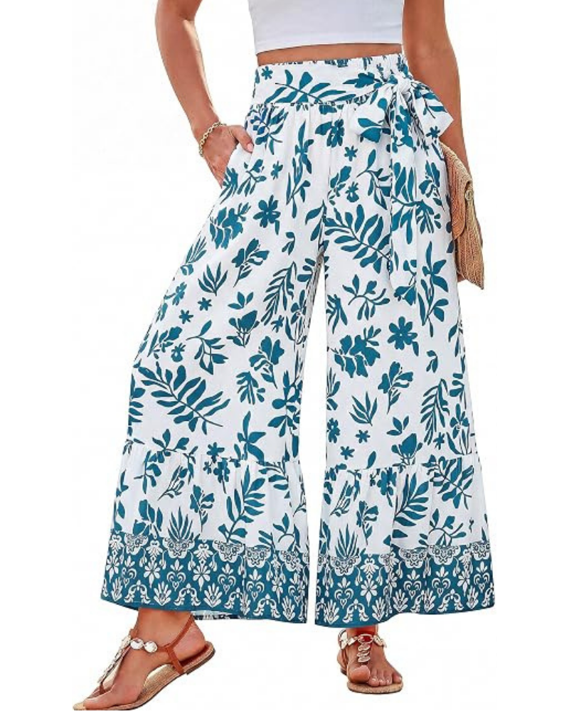 Savannah Pantaloni Donna Palazzo – Vita Alta, Cintura Regolabile & Tasche