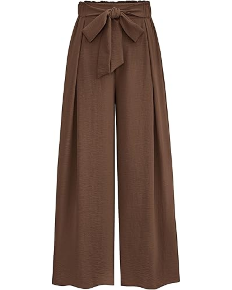 Bella Pantaloni Donna Palazzo – Vita Alta, Pieghe & Tasche Laterali