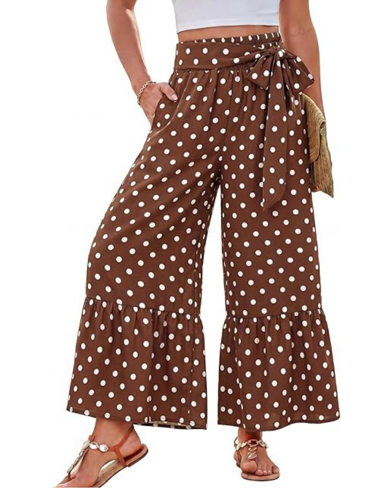 Savannah Pantaloni Donna Palazzo – Vita Alta, Cintura Regolabile & Tasche