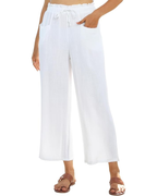 Florence Damen-Caprihose – Leinen-Rayon, hohe Taille, Kordelzug & Tasche