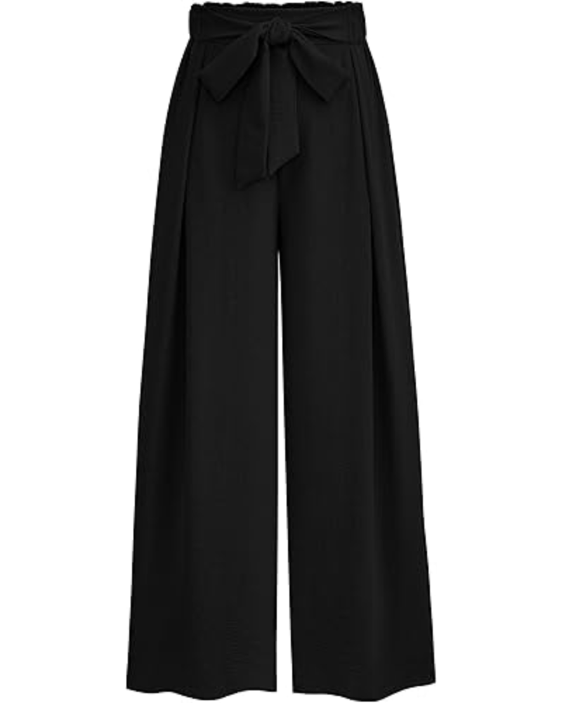 Bella Pantaloni Donna Palazzo – Vita Alta, Pieghe & Tasche Laterali