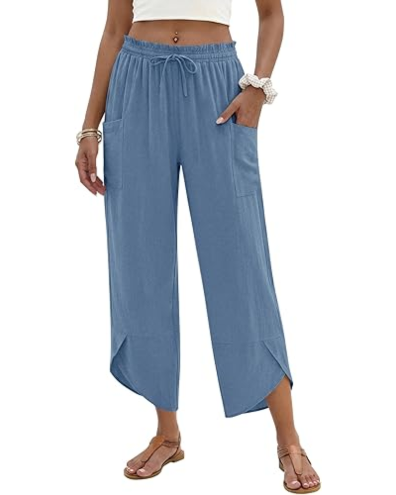 Clara dámské palazzo kalhoty – lehké lněné, s elastickým pasem a v boho stylu