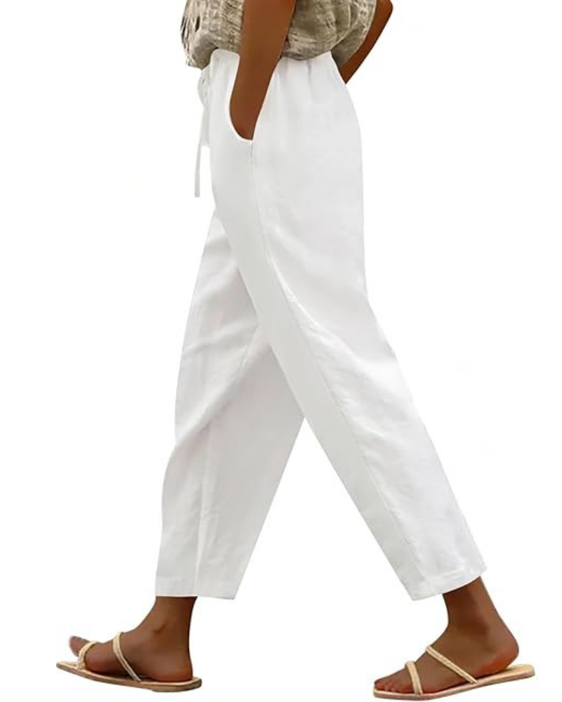 Stella Pantaloni Donna Capri – Cotone Lino, Coulisse & Tessuto Traspirante