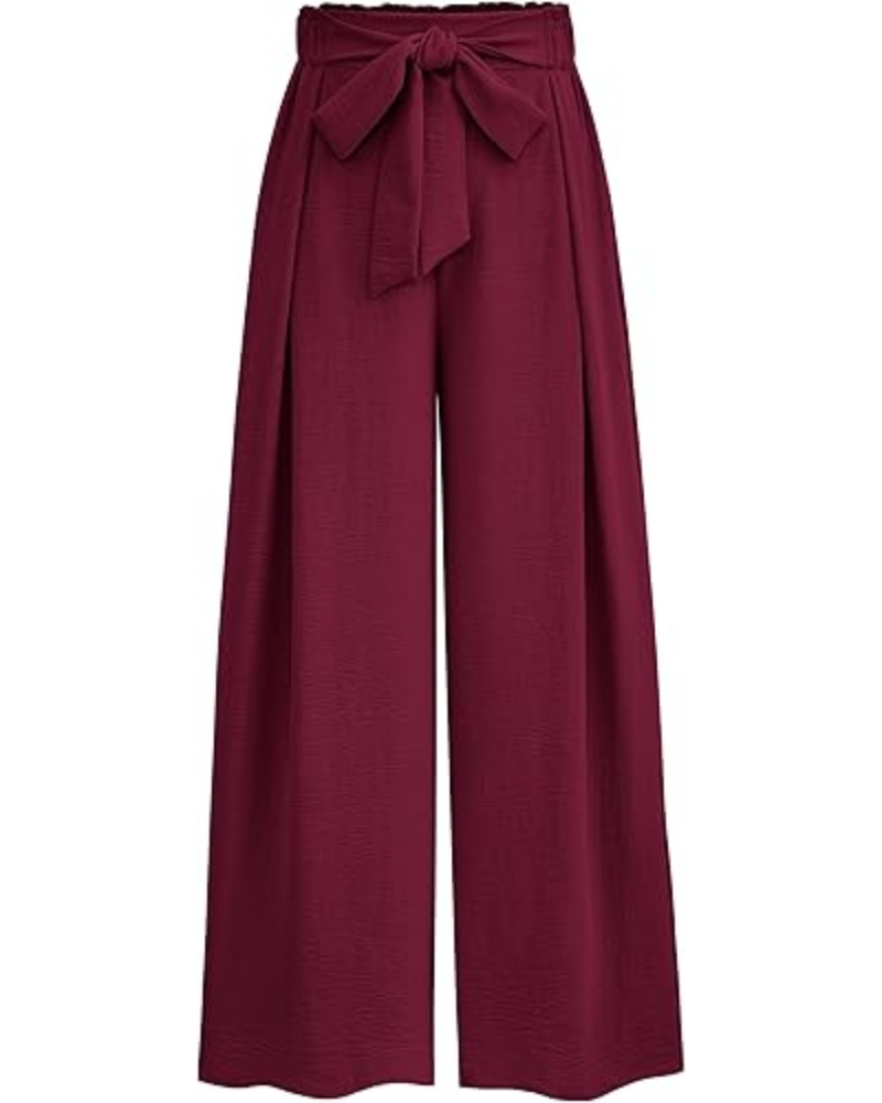 Bella Pantaloni Donna Palazzo – Vita Alta, Pieghe & Tasche Laterali