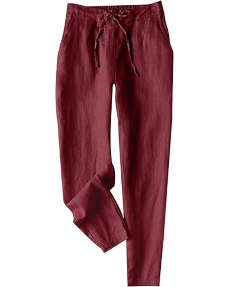 Audrey Pantaloni Donna Jogger – Misto Lino, Gamba Affusolata & Coulisse
