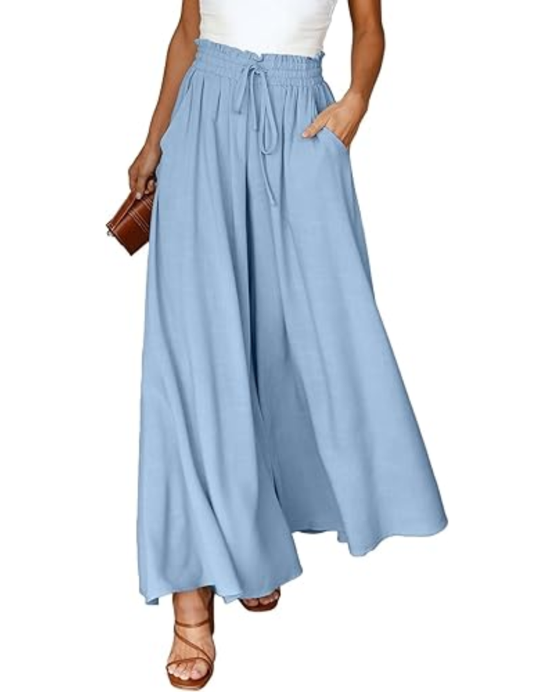 Abigail Pantaloni Donna Palazzo – Vita Alta, Coulisse & Tasche Laterali