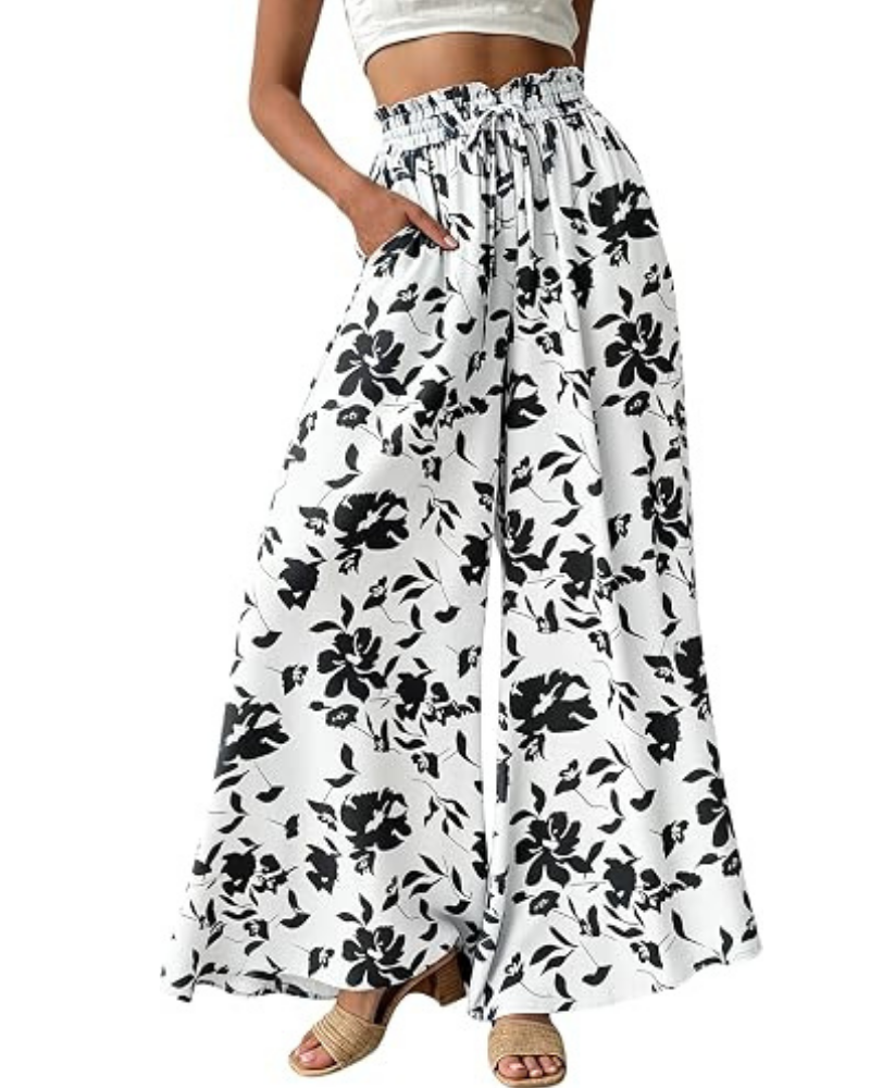 Lydia Pantaloni Donna Palazzo – Vita Alta, Gamba Larga & Tasche Laterali