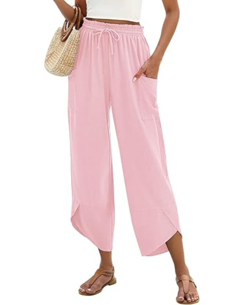 Clara dámské palazzo kalhoty – lehké lněné, s elastickým pasem a v boho stylu