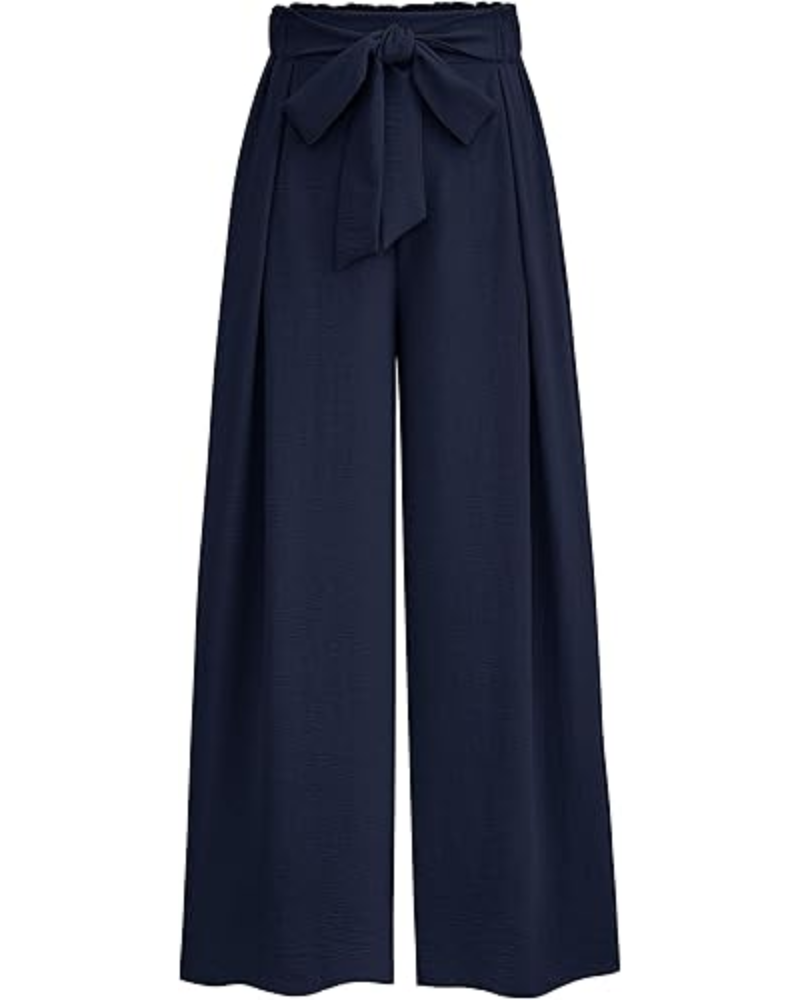 Bella Pantaloni Donna Palazzo – Vita Alta, Pieghe & Tasche Laterali