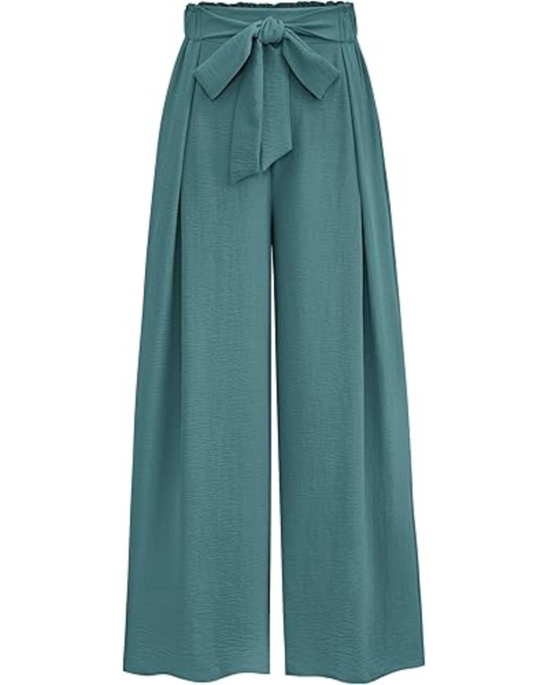 Bella Pantaloni Donna Palazzo – Vita Alta, Pieghe & Tasche Laterali