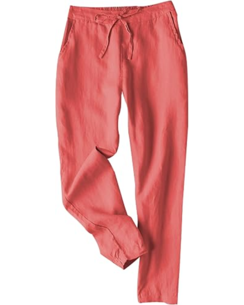 Audrey Pantaloni Donna Jogger – Misto Lino, Gamba Affusolata & Coulisse