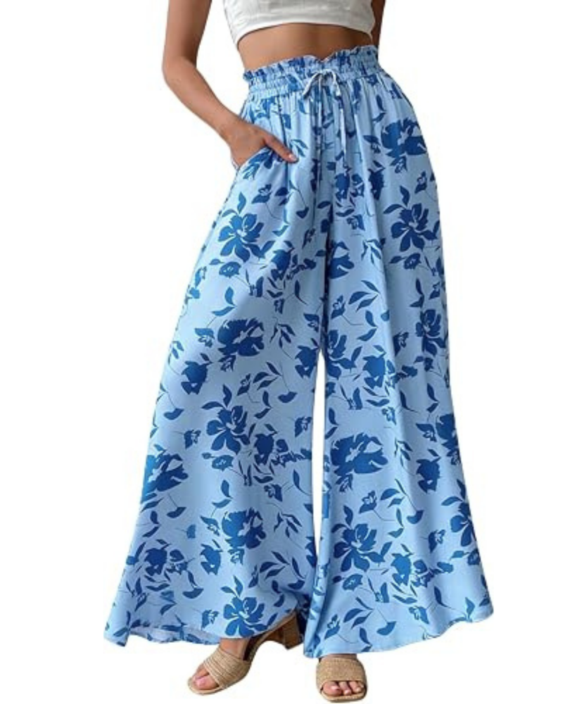 Lydia Pantaloni Donna Palazzo – Vita Alta, Gamba Larga & Tasche Laterali