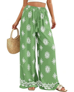 Cassandra Pantaloni Donna Boho – Vita Alta, Stampa Floreale & Tasche Laterali