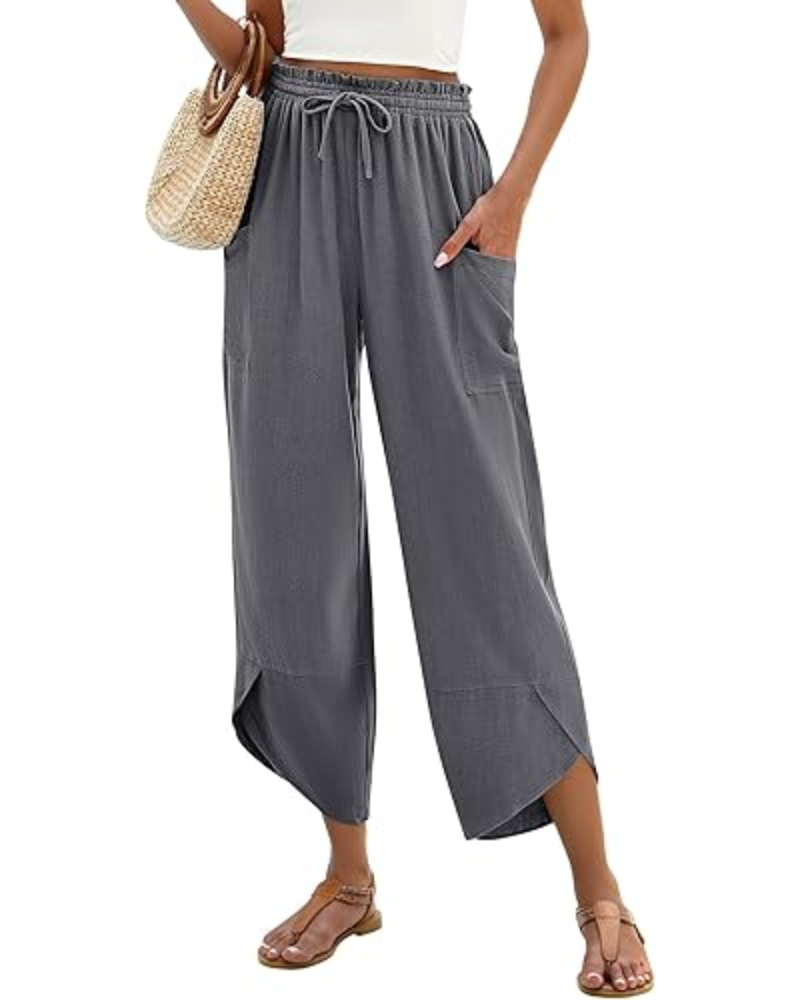Clara dámské palazzo kalhoty – lehké lněné, s elastickým pasem a v boho stylu