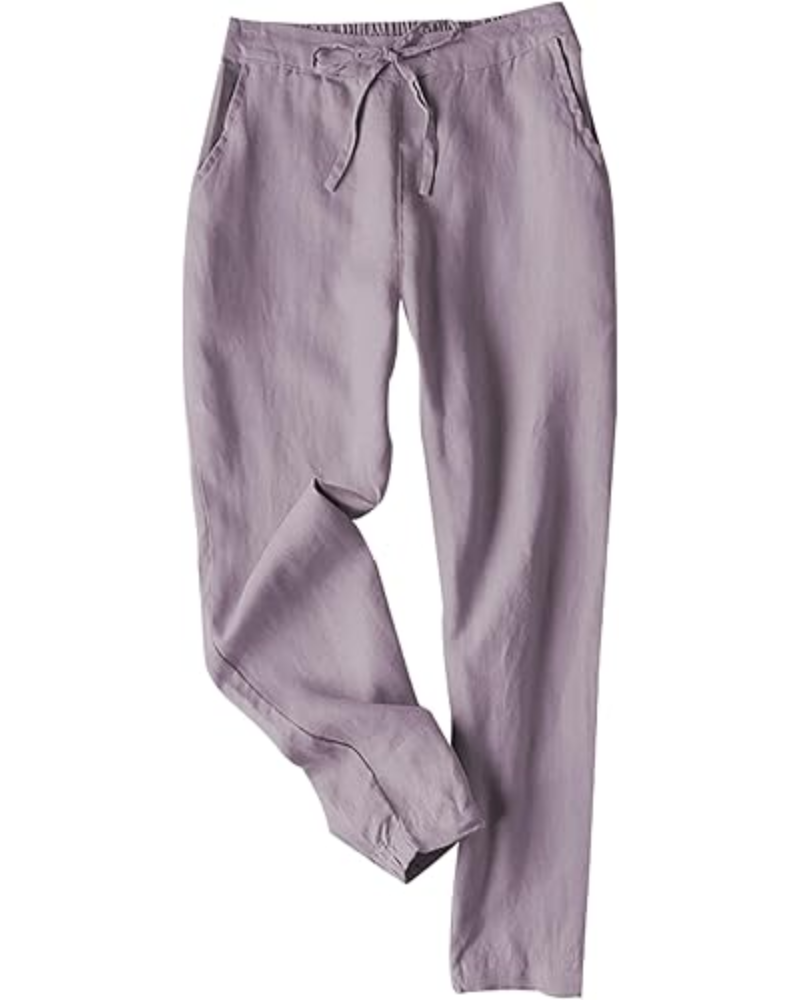 Audrey Pantaloni Donna Jogger – Misto Lino, Gamba Affusolata & Coulisse