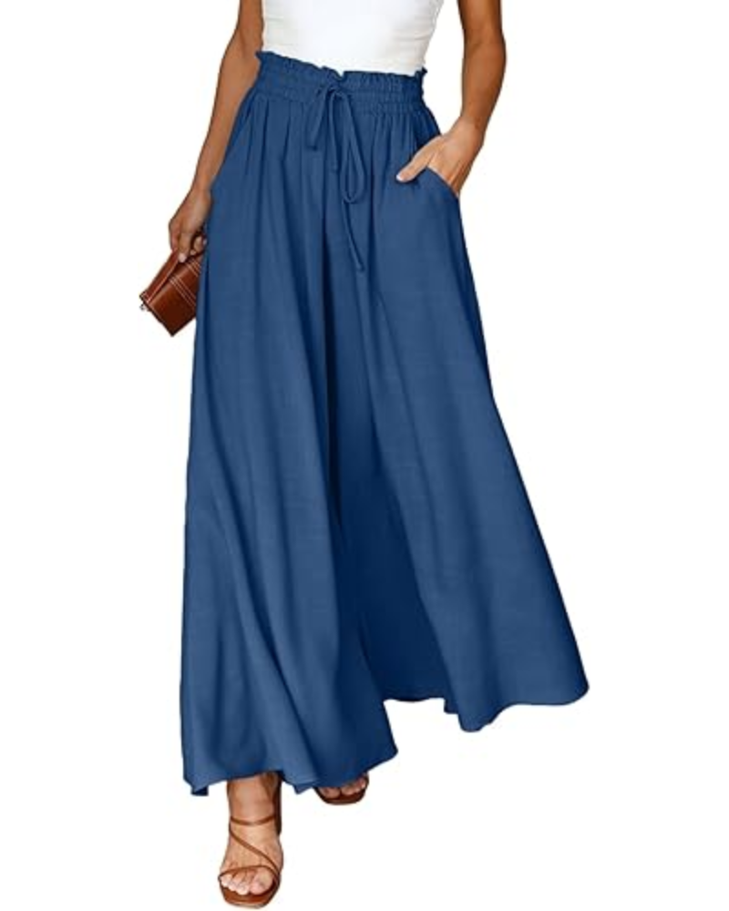 Abigail Pantaloni Donna Palazzo – Vita Alta, Coulisse & Tasche Laterali