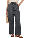 Pantalon Lucy pour femme à rayures – mélange de lin, jambes larges et cordon de serrage