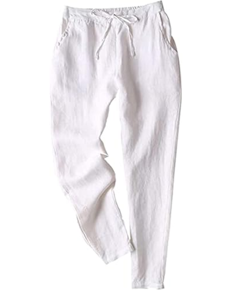 Audrey Pantaloni Donna Jogger – Misto Lino, Gamba Affusolata & Coulisse